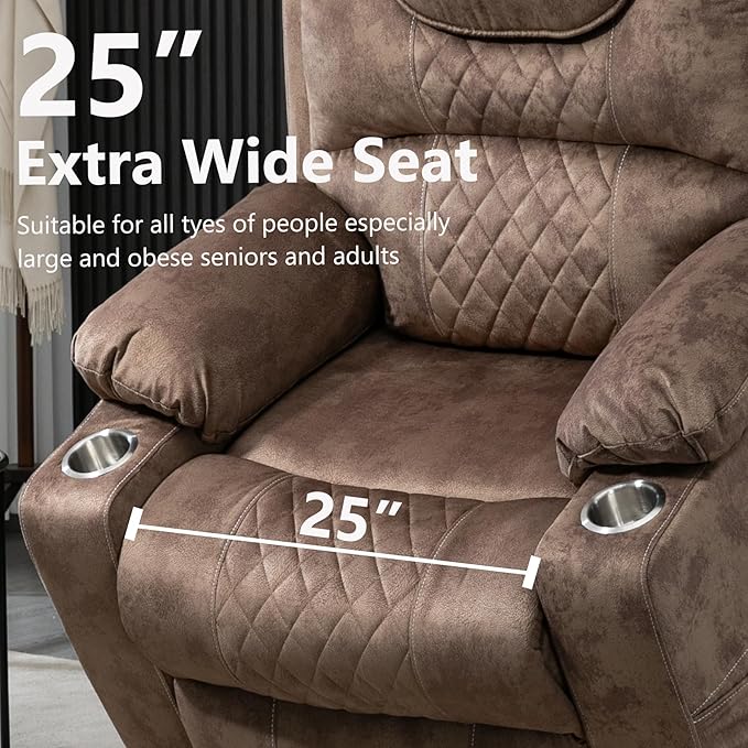 Oversized Power Lift Recliner Chair for Big and Tall 400 LBS Dual Motor Electric Recliner with Heat Massage 180° Zero Gravity Sofa Chair for Living Room Home Theater Velvet Brown