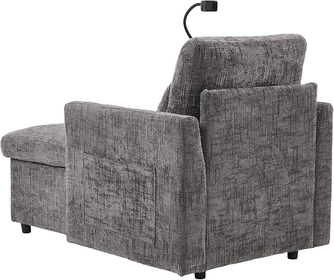Oversized Multifunctional Recliner Chair with Phone Holder Chenille Ergonomic Lazy Boy Recliner Chair with Storage Backrest Swivel Rocking Chair for Living Room (Gray)