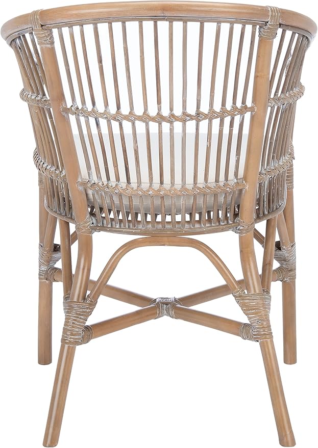 Safavieh Home Collection Olivia Grey Rattan Cushion Accent Chair White Washed/White