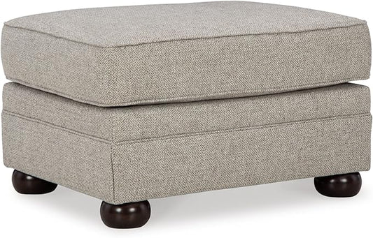 Signature Design by Ashley Gaelon Transitional Rectangular Upholstered Ottoman with Bun Legs Light Brown