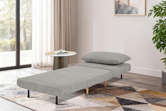 3 in 1 Sleeper Chair Bed Foldable Convertible Chair with Thickened Cushion and Sponge OTE Chenille Fabric Adjustable Backrest Upholstered Accent Chair for Apartment/Bedroom/Office - Dark Gray