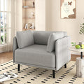 Christopher Knight Home Pauls Vintage Lounge Chair with 2 Side Pillows Upholstered Fabric Accent Chair Living Room Home Office Plush Seating Solid Wood Frame and Steel Legs Gray
