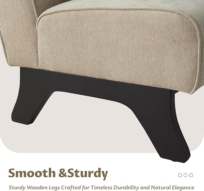 Upholstered Armless Accent ChairModern Comfy Living Room Chairs with Wooden Legs&amp PillowsLounge Sofa Side Chair for Bedroom Farmhouse Reading (Brown 1 PC)