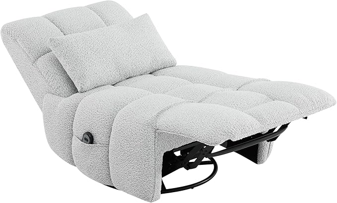 Watson &amp Whitely Oversized Power Recliner Chair for Adults Swivel Rocker Recliner Chair with Lumbar Support Ultra-Comfy Glider Recliner for Living Room Theater Seating Single Sofa Grey