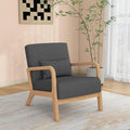Accent Chair Mid Century Modern Armchair with Pillow Upholstered Lounge Sofa Reading Side Chair for Living Room Bedroom（Dark Grey Set of 1