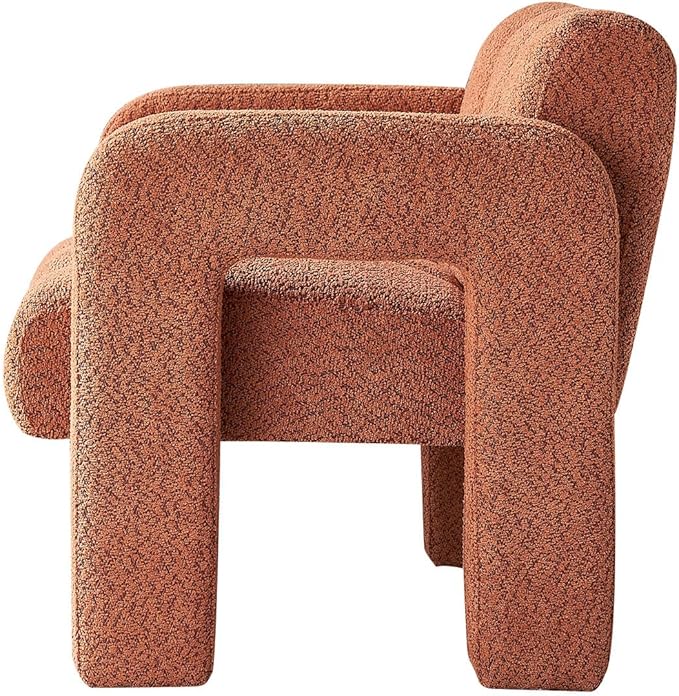KEIKI 31 Boucle Accent Chair with High Density Foam Cushion Upholstered Modern Style Oversized Single Sofa Chair Easy Assembly for Living Room and Bedroom Apartment Office Orange