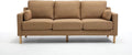 Tbfit 83.5 Linen Couch 3 Seater Mid Century Modern Sofa with Spring Cusions &amp Extra Deep Seat for Bedroom &amp Living Room Comfy Upholstered Couches Easy Assembly with Solid Wood Legs Ginger
