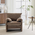 Chenille Oversized Armchair 34 Wide Accent Chair for Living Room Bedroom Modern Upholstered Lounge Chair Mid-Century Reading Chair Comfy Single Sofa Chair Brown