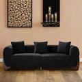 87 Sherpa Boucle Cloud Couch Modern 3 Seater Sofa with Solid Wood Legs 25 Extra Deep Seat Comfy Thick Cushion Upholstered Sofa Couches with 3 Pillows for Living Room Black