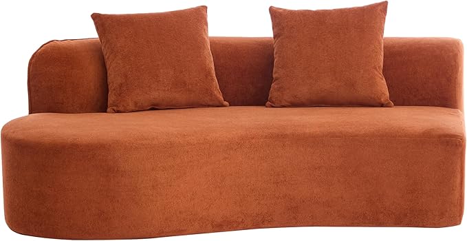 Christopher Knight Home Braebt 126 Modular Sofa with 4 Throw Pillows Curved 5-Seater Large Sofa Couches Comfy Upholstered Sectional Cloud Couch for Living Room No Assembly Required Dark Orange