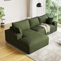 113 Modular Sectional Sofa Cloud Couch Modern Deep Seat Fluffy Corduroy Boneless Couch with Cup Holder Comfy L Shaped Sectional Couches for Living Room Bedroom. (Right Facing Olive Green)