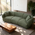 Christopher Knight Home Obito Boucle Upholstered 3-Seater Sofa Modern Home Sofa Living Room Wooden Large Upholstered Sofa Couch for Apartment/Home Office Olive Green