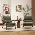 Bonzy Home Mid Century Modern Accent Chairs Set of 2 Solid Wood Frame Upholstered Lounge Armchairs with Supportive Cushions Living Room Conversation Chairs Green
