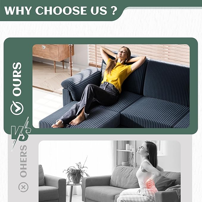 Vongrasig 79 Convertible Sectional Couches Sofa with Storage Ottoman 3 Seat L Shaped Couch with Side Storage Pockage Small Couches for Living Room Apartment and Small Space Dark Blue