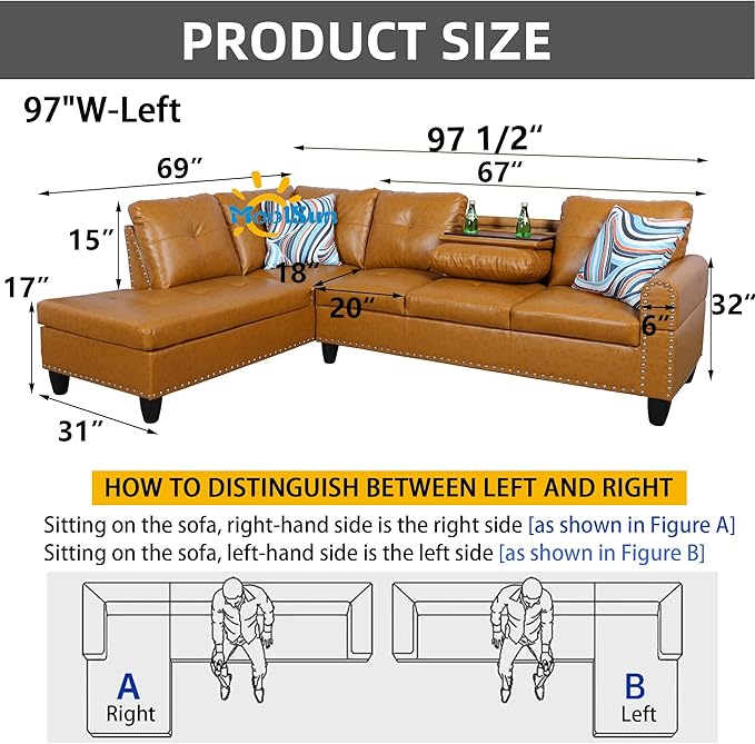 L-Shaped Combination Sofa Set Luxurious Synthetic Leather Living Room Sofa Suitable for Living Rooms Bedrooms Apartments and Offices