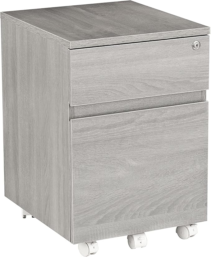 Techni Mobili Rolling Lock and Storage 2 Drawer Vertical Filing Cabinet 15.75 L x 17.75 W x 23 HGrey