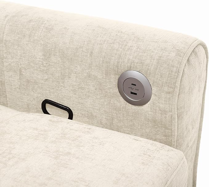 ERYE L-Shaped Reversible Recliner Sectional Sofa Chenille Upholstered Pull Out Convertible Sofabed with Pull Out Sleeper Couch Bed and Recliner Chaise Lounge and USB-C Ports