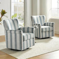 HULALA HOME Floral Fabric Swivel Rocking Chairs Set of 2 Swivel Rockers with Removable Backrest &amp Shakeable and Turntable Base Modern Single Sofa Chairs for Living Room Nursery Blue