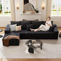 135.4 Cloud Sectional Couch with L-Shape Chaise Modern Modular 4-Seater Sofa with Deep Seat Corduroy Upholstered Couches for Living Room Bedroom No Assembly Required(Black Left Facing)