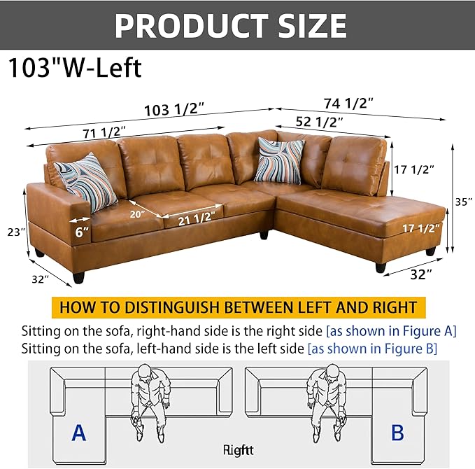 L-Shaped Combination Sofa Set Luxurious Synthetic Leather Living Room Sofa Suitable for Living Rooms Bedrooms Apartments and Offices