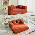 YINIX Sofa Bed 62'' Folding Floor Couch Compressed Convertable Sleeper Sofa Memory Foam Couch with Pillow Back Support Armrest 4-in-1 Futon Sofa Bed for Living Room Tangerine