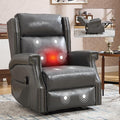 KEIKI Oversized Recliner Chair Manual Leather Recliner Chair with 8 Vibration Nodes Back Massager and Heating for Living Room Comfy Rocking Chairs for Living Room Grey