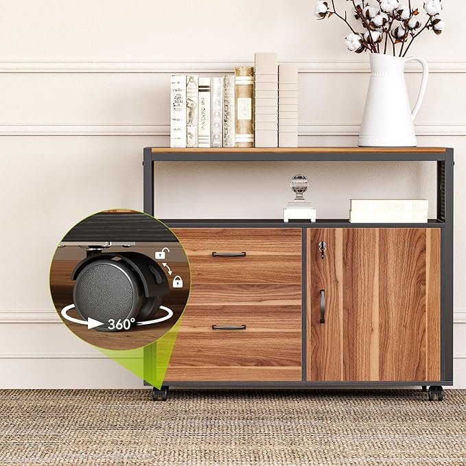 LITTLE TREE 63-Inch Office Desk with 31.5-Inch Lateral File Cabinet Study Writing Desk Computer Desk for Home Office