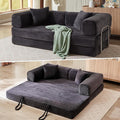 4-in-1 Convertible Folding Sleeper Sofa Bed Plush Corduroy Foldable Mattress Couch with Fixed-Shape Frame Floor Compressed Sofa for Living Room Bedroom (Dark Grey)