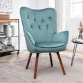 Chic Accent Arm Chairs for Living Room Bedroom or Home Office Button-Tufted Midcentury Armchair with Wingback Design and Splayed Legs Teal