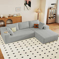 96 Cloud Sectional Couch with L-Shaped Chaise Modern Corduroy Sectionals Couches with Deep Seat Boneless Sofa 3 Seater for Living Room No Assembly Required (Light Grey Right Facing Chaise)