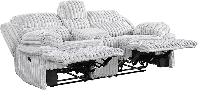 Lexicon Goodland Corduroy Double Reclining Love Seat with Center Console in Gray