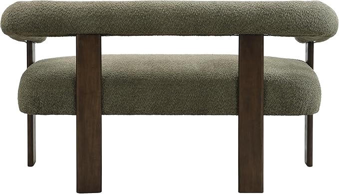 Christopher Knight Home Celen Modern Boucle Fabric Upholstered Loveseat with Round Armrest and Rubberwood Frame Comfy Living Room 2-Seater Sofa Space-Saving Couch for Hotel/Apartment Green+Brown