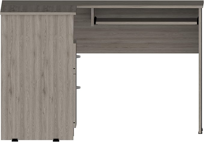 Home Office Desk L-Shaped Desk Two Drawers One Shelf CPU Storage for Study Office Small Apartment