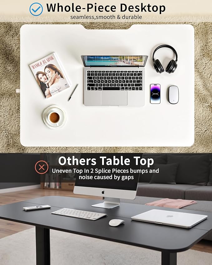 Okin Small Electric Standing Desk 36 x 24 Whole Piece Height Adjustable Desk White Sit to Stand Computer Workstation for Home Office