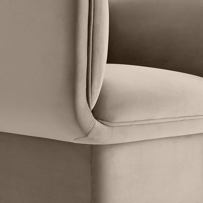 Modway Tate Performance Velvet Accent Chair in Taupe - Upholstered Club Chair - Modern Barrel Armchair - Comfy Reading Leisure Chair for Living Room Bedroom Office