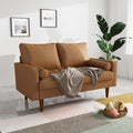 58 Loveseat SofaFaux Leather Couch with Thick Cushion and Wooden LegsLove Seat Sofa Couches for Living Room Bedroom Office Home Apartment Brown