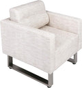 LUCKYERMORE Guest Office Reception Chair Waiting Room Chair Faux Leather Accent Sofa Arm Chairs PU Feather Luxury Soft Sponge for Living Room Office SalonBeige/White