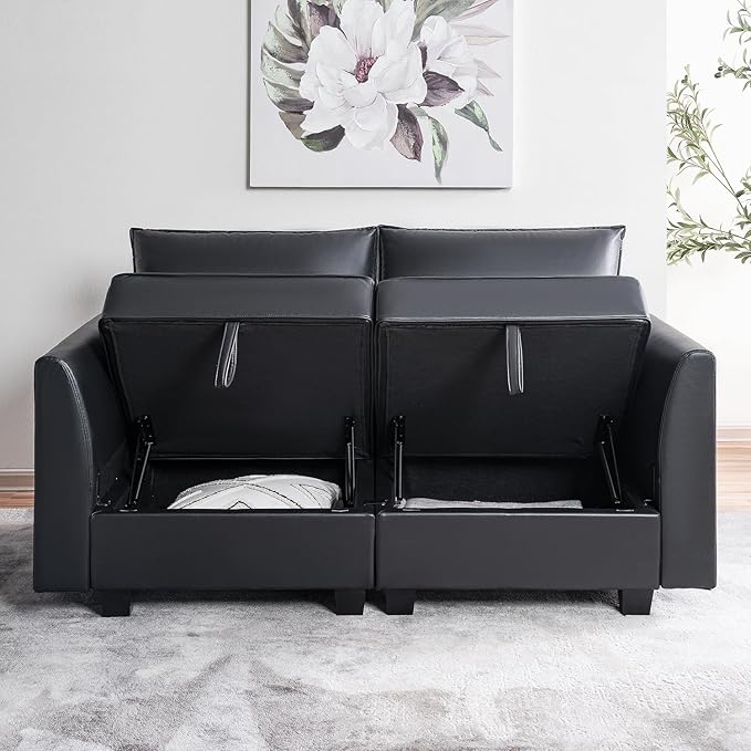 Naomi Home Elizabeth Modern DIY Collection Black/Loveseat/Air Leather
