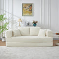 Upgraded King Size Foldable Sleeper Sofa Bed Folding No-Assembly Floor Couch Futon with 4 Pillows Wide Armrests &amp Storage Pockets Corduroy Convertible Sofa for Living Room Apartments Beige
