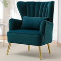 Modern Accent Chair Comfy Wingback Armchair with Pillow Upholstered Shell Chair Reading Chair for Bedroom Living Room Small SpacesDressing Room Light Blue