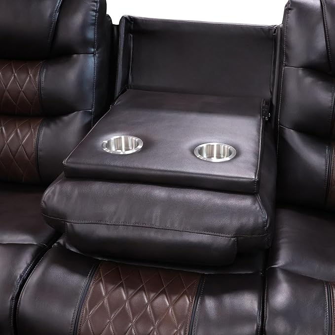 New Classic Furniture Nikko Faux Leather Sofa with Power Footrest Brown