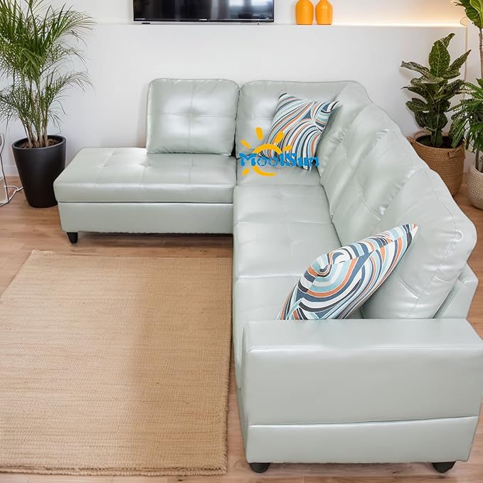 L-Shaped Combination Sofa Set Luxurious Synthetic Leather Living Room Sofa Suitable for Living Rooms Bedrooms Apartments and Offices