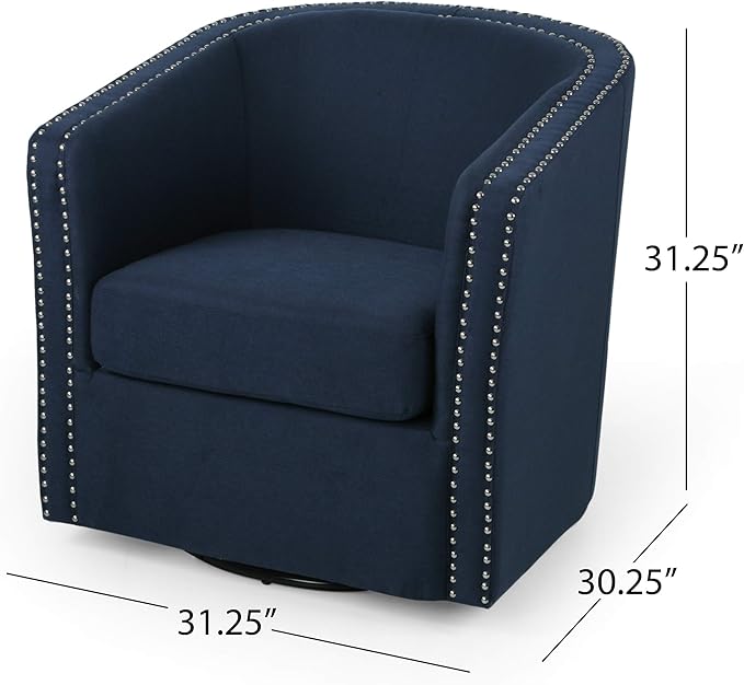 Christopher Knight Home Octavia Contemporary Fabric Swivel Chair Blue Black 31.25D x 30.25W x 31.25H in