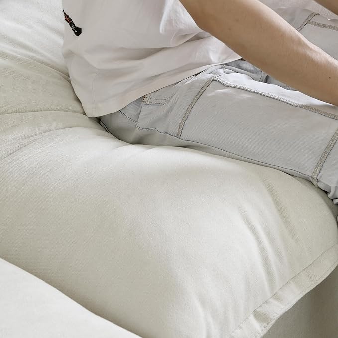 WJShome Love Seat Sofas Modern Down Filled Modular Sectional Sofas Cushion Covers Removable Customizable Modular Sectional Couch for Living Room Apartment Lounge Bedroom (White 2 Seat)