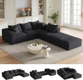 Modular Sectional Couches for Living Room Oversized L Shaped Sleeper Sofa Bed with Ottoman Chenille No Assembly Required (Minimalist Black)