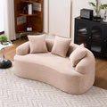 65 Curved Loveseat for Small SpacesBoneless Loveseat SofaWood Grain Chenille Fabric No Installation Requirement Curved Sofa Couch for ApartmentLiving RoomOffice (Apricot 65)
