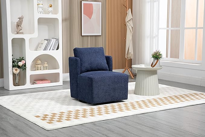 Swivel Barrel Chair Comfy Round Accent Sofa Chair for Living Room 360 Degree Swivel Barrel Club Chair Leisure Arm Chair for Nursery Hotel Bedroom Office Lounge