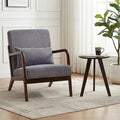 Accent Chair with Side Table Comfy Arm Chair with Solid Wood Frame Upholstered Mid-Century Modern Chair for Living Room Bedroom Waiting Room Dark Grey