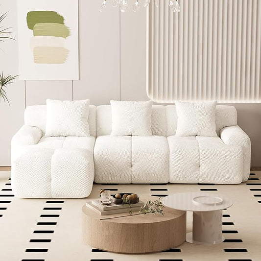 Chifee &amp Vingol 104 Modular Sectional Sofa with 1 Ottoman &amp 3 Pillows 4 Seat Upholstered Cloud Boneless Sectional Couch for Living RoomIvory