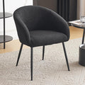 Modern Small Accent Chair Comfy Sherpa Makeup Vanity Chair with Metal Legs Decorative Chair no Wheels for Living Room Dressing Room Bedroom Black